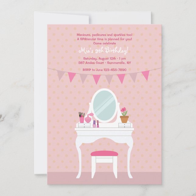 Invitation pour une soirée spa avec coffret de maq (Devant)