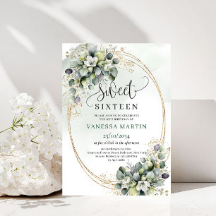 Invitation pour une Sweet Sixteen au thème d'eucal