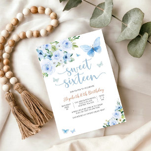 Invitation pour une Sweet Sixteen aux motifs flora