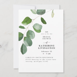 Invitation Pour vous Eucalyptus Simple Bridal Shower Invitati