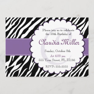 Invitation Pourpre adulte d'anniversaire d'invitation de
