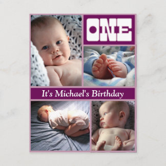 Invitation Pourpre annuel multi un cadre d'anniversaire