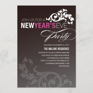 INVITATION POURPRE AU NÉON DE RÉVEILLON DE LA