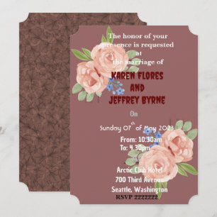 Invitation Pourpre avec rose