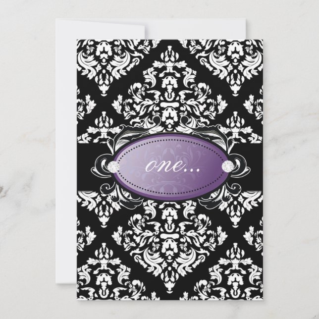 Invitation Pourpre blanc luxueusement noir de la damassé 311 (Devant)