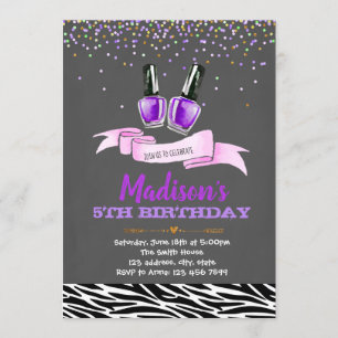 Invitation pourpre d'anniversaire de partie de spa