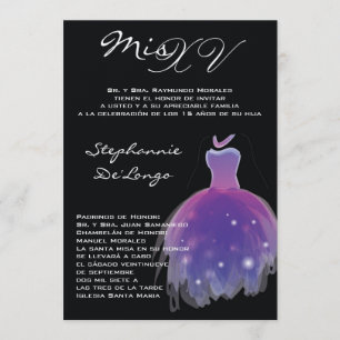 invitation pourpre d'anniversaire de Quinceanera