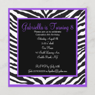 Invitation pourpre d'anniversaire d'impression de