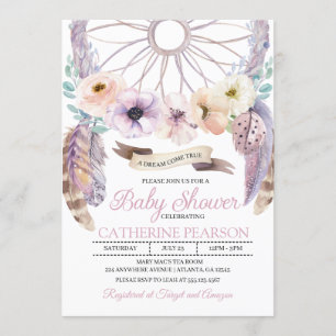 Invitation pourpre de baby shower de Boho