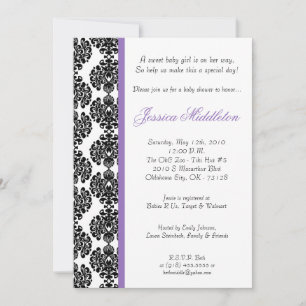 invitation pourpre de baby shower de dentelle de