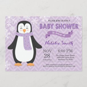 Invitation pourpre de baby shower de fille de