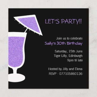 Invitation pourpre de fête d'anniversaire de