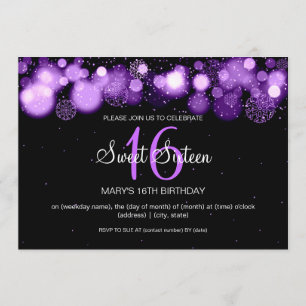 Invitation Pourpre de fête d'anniversaire de sweet sixteen