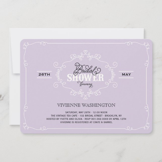 Invitation pourpre de Fête de la mariée de (Devant)