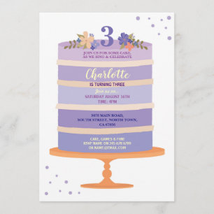 Invitation pourpre de gâteau de fête