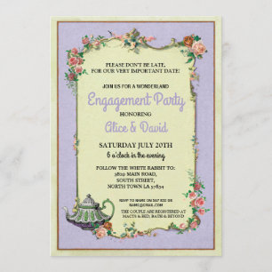 Invitation Pourpre de la partie du couple de théière de