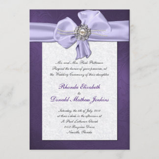 Invitation pourpre de mariage damassé
