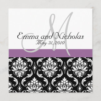 Invitation pourpre de mariage damassé de