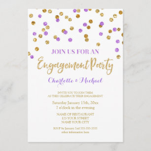Invitation pourpre de partie de fiançailles de