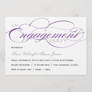 Invitation pourpre de partie de fiançailles de