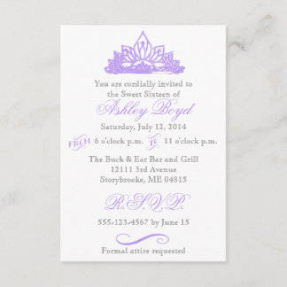 Invitation pourpre de princesse sweet sixteen