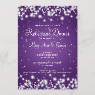 Invitation Pourpre d'étincelle d'hiver de dîner de répétition