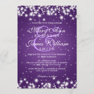Invitation Pourpre élégant d'étincelle d'hiver de mariage