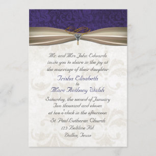 Invitation pourpre et crème élégante de mariage