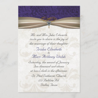 Invitation pourpre et crème élégante de mariage