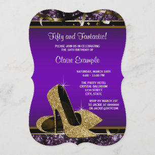 Invitation Pourpre et fête d'anniversaire de la femme de