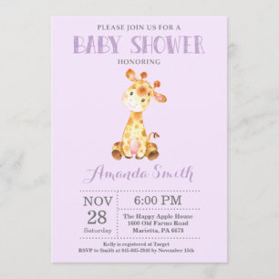 Invitation Pourpre et gris d'invitation de baby shower de
