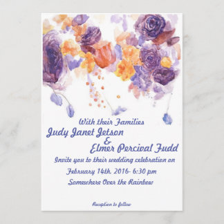 Invitation pourpre et orange de mariage