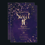 Invitation Pourpre et partie lunatique d'étoiles du bonbon 16<br><div class="desc">Personnaliser pour tout événement</div>