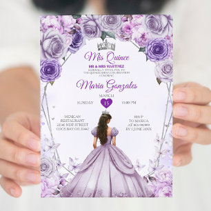 Invitation Pourpre Lilac Mis Quince 15 Anos Crown Quinceañera