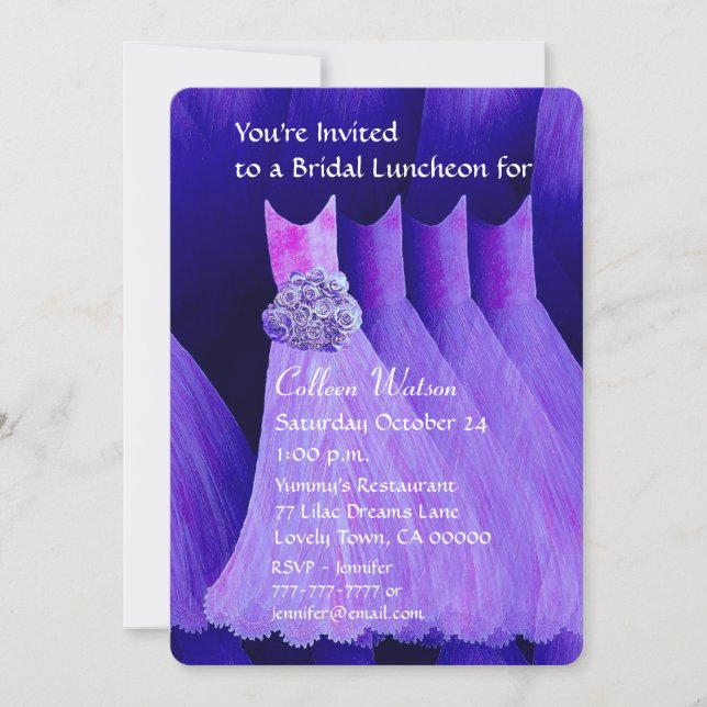 Invitation Pourpre royal V02H de déjeuner ou de brunch de (Devant)
