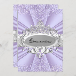 Invitation Pourpre Tiara & Damask Quinceanera Petite taille