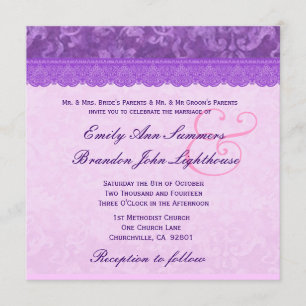 Invitation Pourpre TT100 avec la dentelle mariage damassé