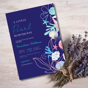 Invitation Pourpre un peu perle sous le baby shower marin