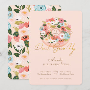 Invitation Poussée Florale florissante Donut Anniversaire