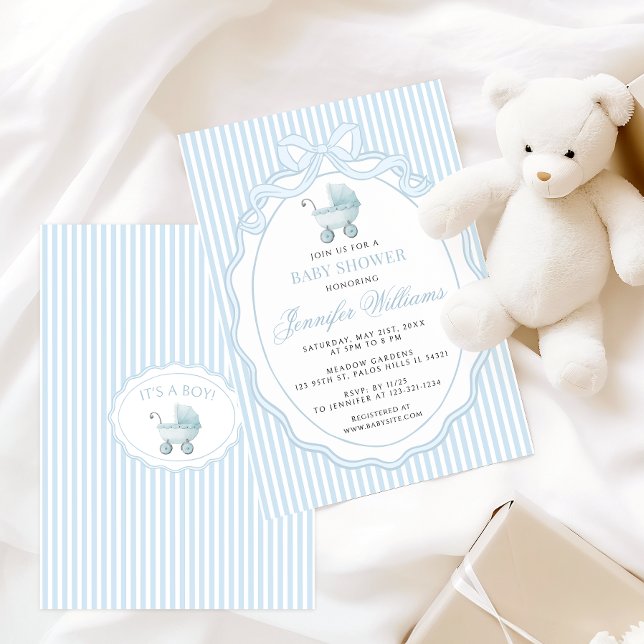 Invitation Poussette Bébé Garçon Arc-en-ciel Faitout Préparat (Créateur téléchargé)