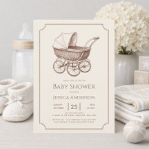 Poussette Bébé Vintage Marron Sépia Baby Shower