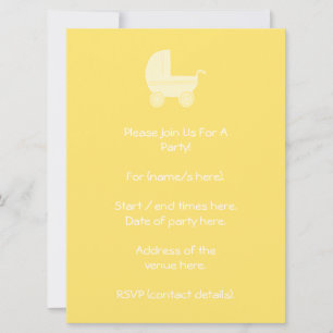 Invitation Poussette de bébé jaune