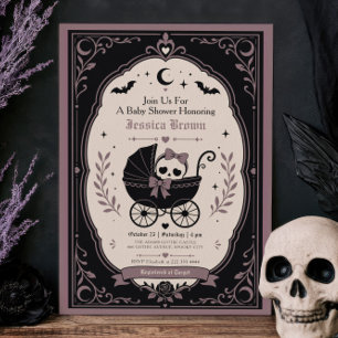 Invitation Poussette gothique, adorable et effrayante pour la