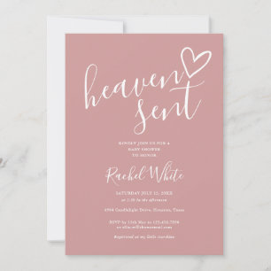 Invitation Poussière de Ciel Envoyée Rose Rose Photo Fille Ba