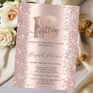Invitation  Poussière de Confetti Pailletée Or Rose 18ème Ann
