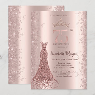 Invitation Poussière de Paillettes Rose Gold Robe Diamant 75è