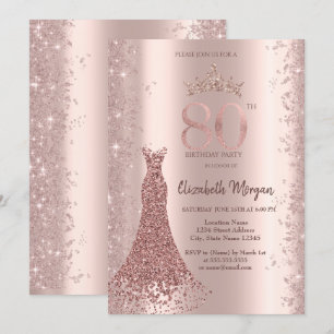Invitation Poussière de Paillettes Rose Gold Robe Diamant 80è