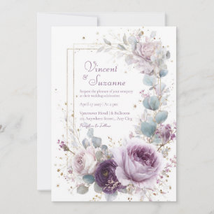 Invitation Poussière élégante rose pourpre Eucalyptus paillet