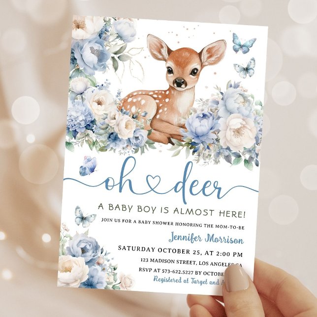 Invitation poussiéreuse bleue pour la Baby Shower  (Créateur téléchargé)