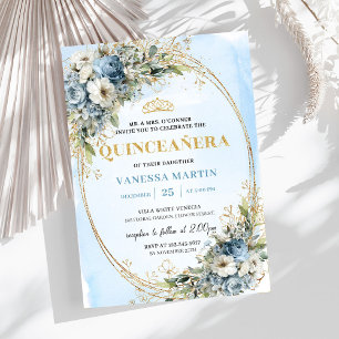 Invitation Poussiéreux Bleu Doré Verdure Quince 15